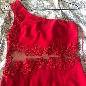 Saved by the Dress Red one-shoulder maxi